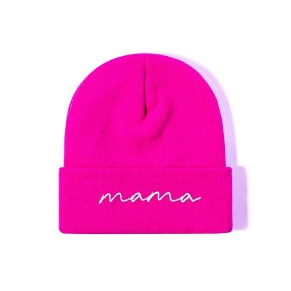 2/$30 Ladies Adult Pink Mama Beanie Hat - Picture 5 of 7